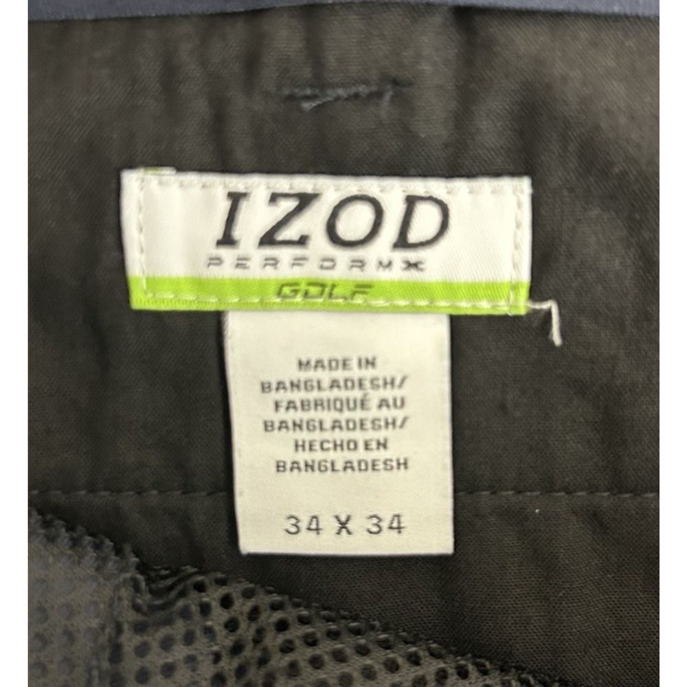 IZOD Men's Golf Pants Sz 34x34 Navy Blue Flex Waist Flat Front Performance Pants - Picture 3 of 8